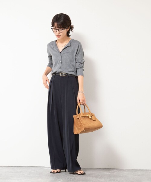 NOLLEY’S Sophi（ノーリーズソフィ）の「《アンサンブル対応》《手洗い可能》W混ラメクルーネックカーディガン（カーディガン/ボレロ・レディース・サックスブルー/グレー/イエロー/キャメル・38/36）」の12枚目の写真