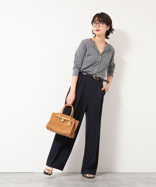 NOLLEY’S Sophi（ノーリーズソフィ）の「《アンサンブル対応》《手洗い可能》W混ラメクルーネックカーディガン（カーディガン/ボレロ・レディース・サックスブルー/グレー/イエロー/キャメル・38/36）」の13枚目の写真