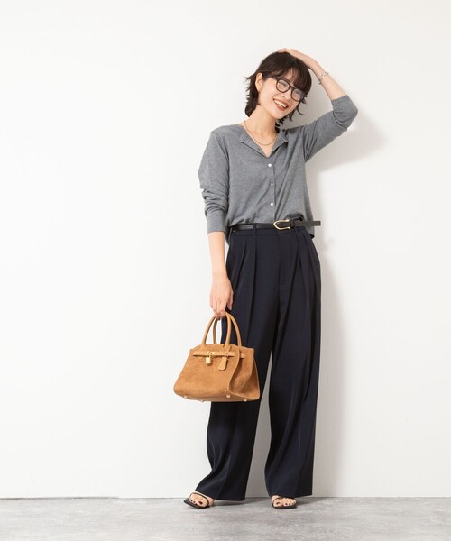 NOLLEY’S Sophi（ノーリーズソフィ）の「《アンサンブル対応》《手洗い可能》W混ラメクルーネックカーディガン（カーディガン/ボレロ・レディース・サックスブルー/グレー/イエロー/キャメル・38/36）」の14枚目の写真