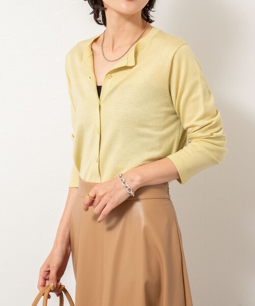 NOLLEY’S Sophi（ノーリーズソフィ）の「《アンサンブル対応》《手洗い可能》W混ラメクルーネックカーディガン（カーディガン/ボレロ・レディース・サックスブルー/グレー/イエロー/キャメル・38/36）」の21枚目の写真