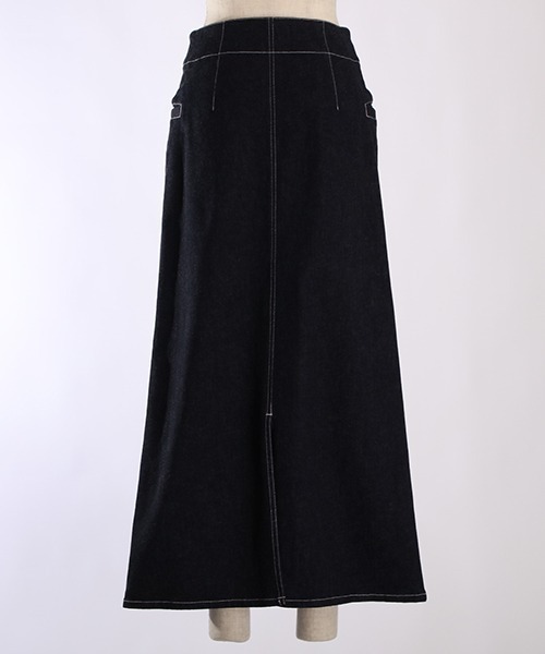 nissen（ニッセン）の「ペンシルハイウエストデニムスカート（デニムスカート・レディース・ネイビー・マルチサイズ）」の3枚目の写真