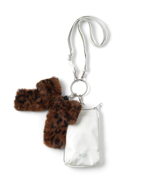 algy（アルジー）の「エコファーりぼん付きポーチショルダー（ショルダーバッグ・キッズ・オフホワイト/ブラック/シルバー・FREE）」の2枚目の写真