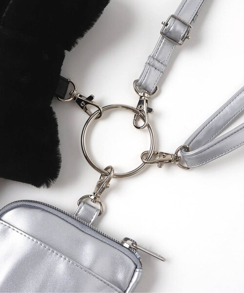 algy（アルジー）の「エコファーりぼん付きポーチショルダー（ショルダーバッグ・キッズ・オフホワイト/ブラック/シルバー・FREE）」の16枚目の写真