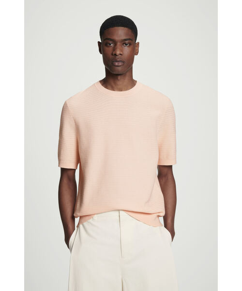 テクスチャーニットコットンTシャツ