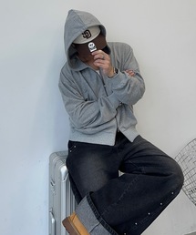 MandO（Auntie Rosa）（エムオー）の「ワンポイント刺繍スウェットジップパーカー/セットアップ着用可（パーカー）」