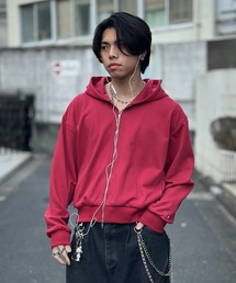 MandO（Auntie Rosa）（エムオー）の「ワンポイント刺繍スウェットジップパーカー/セットアップ着用可（パーカー）」