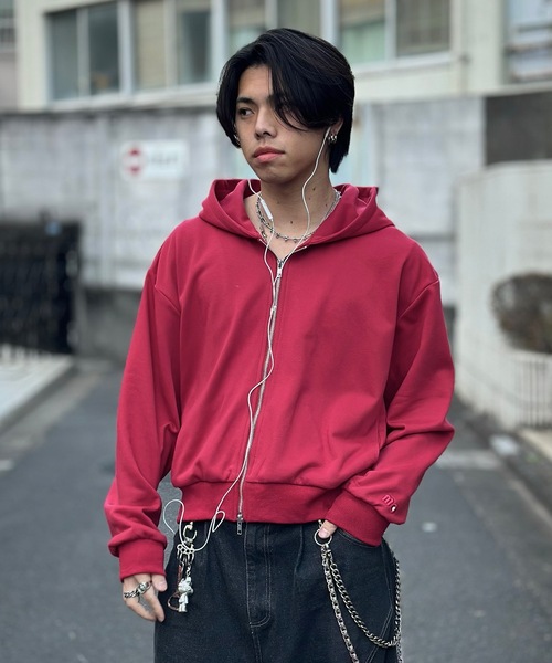 MandO（Auntie Rosa）（エムオー）の「ワンポイント刺繍スウェットジップパーカー/セットアップ着用可（パーカー・メンズ・グレー/ブラック/ネイビー/グレー系その他/ブラック系その他/チャコールグレー/アイボリー/レッド・MEDIUM/SMALL/LARGE）」の8枚目の写真