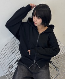 ワンポイント刺繍スウェットジップパーカー/セットアップ着用可