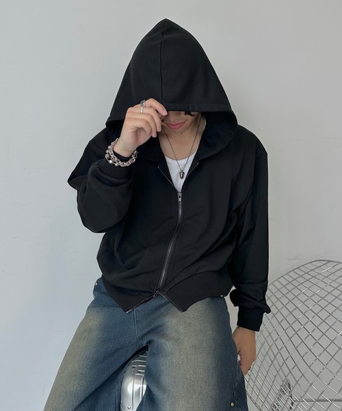 MandO（Auntie Rosa）（エムオー）の「ワンポイント刺繍スウェットジップパーカー/セットアップ着用可（パーカー・メンズ・グレー/ブラック/ネイビー/グレー系その他/ブラック系その他/チャコールグレー/アイボリー/レッド・MEDIUM/SMALL/LARGE）」の15枚目の写真