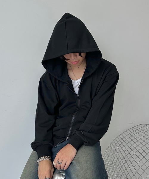 MandO（Auntie Rosa）（エムオー）の「ワンポイント刺繍スウェットジップパーカー/セットアップ着用可（パーカー・メンズ・グレー/ブラック/ネイビー/グレー系その他/ブラック系その他/チャコールグレー/アイボリー/レッド・MEDIUM/SMALL/LARGE）」の16枚目の写真