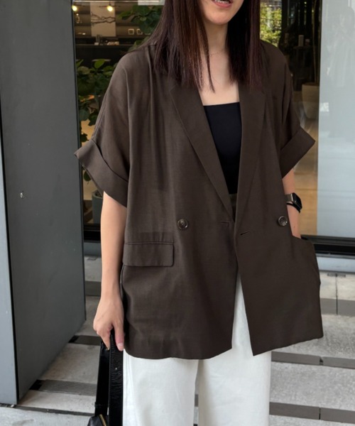 セール】アセテートリネン半袖ジャケット（テーラードジャケット）｜A