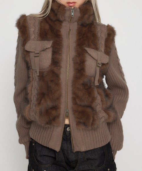 CABLE KNIT FAUX FUR ブルゾン（ブルゾン）｜LAGUA GEM