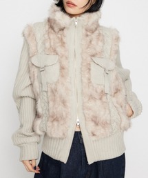 LAGUA GEM(OAWF)CABLE KNIT FAUX FUR u](u])