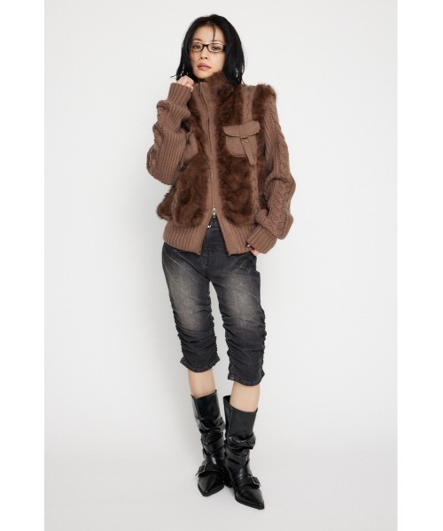 CABLE KNIT FAUX FUR ブルゾン（ブルゾン）｜LAGUA GEM