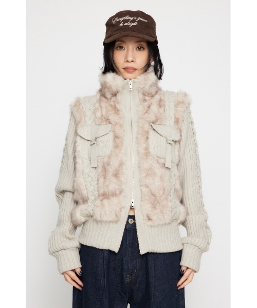 CABLE KNIT FAUX FUR ブルゾン（ブルゾン）｜LAGUA GEM