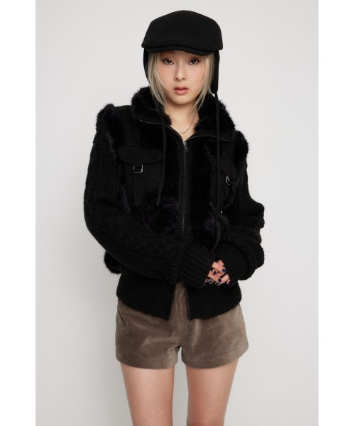 CABLE KNIT FAUX FUR ブルゾン（ブルゾン）｜LAGUA GEM（ラグアジェム