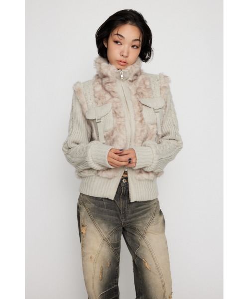 CABLE KNIT FAUX FUR ブルゾン（ブルゾン）｜LAGUA GEM