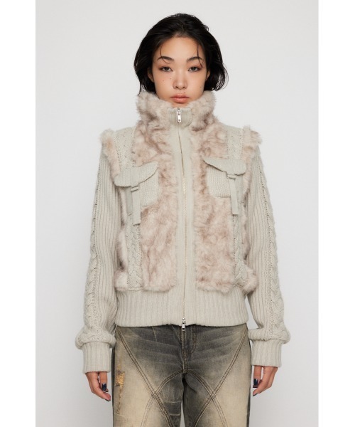 ラグアジェムLAGUA GEM CABLE KNIT FAUX FUR ブルゾン CABLE KNIT FAUX FUR ブルゾン（ブルゾン）｜LAGUA GEM