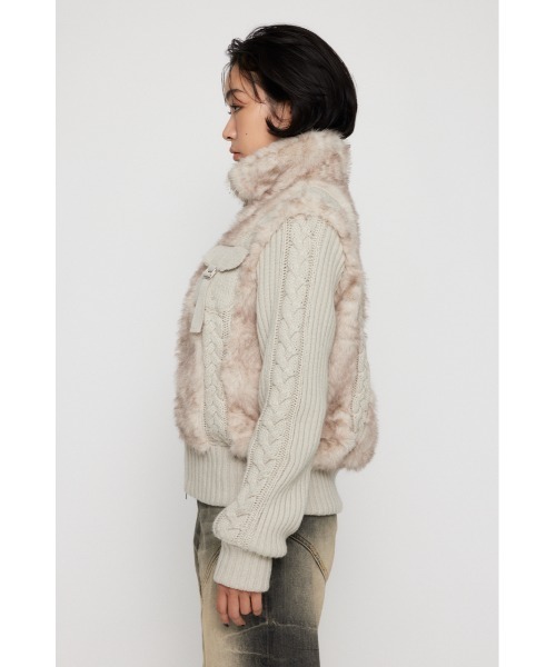 CABLE KNIT FAUX FUR ブルゾン（ブルゾン）｜LAGUA GEM