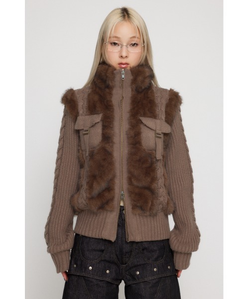 CABLE KNIT FAUX FUR ブルゾン（ブルゾン）｜LAGUA GEM（ラグアジェム