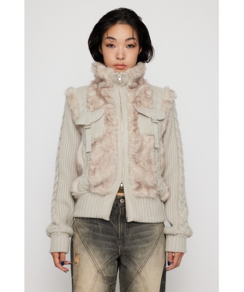CABLE KNIT FAUX FUR ブルゾン laguagem CABLE KNIT FAUX FUR ブルゾン（ブルゾン）｜LAGUA GEM