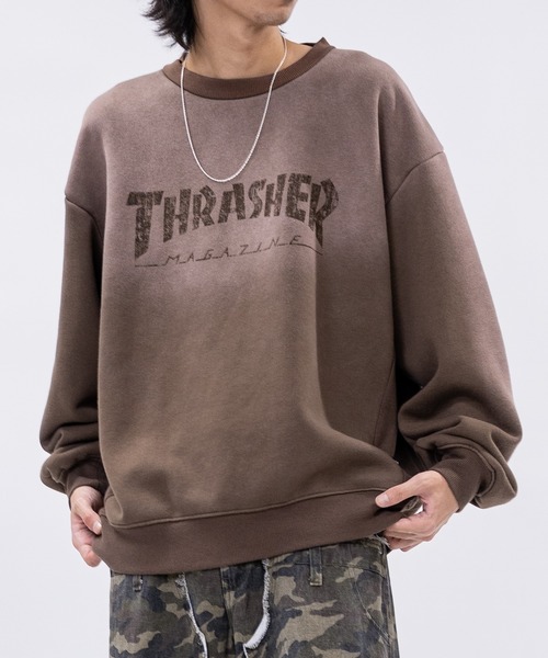 THRASHER(スラッシャー)の「【at】〔THRASHER/スラッシャー〕裏起毛 フェード加工 フロントロゴスウェット(スウェット・メンズ・ピンク/ブラウン/ブラック・LARGE/MEDIUM)」の12枚目の写真