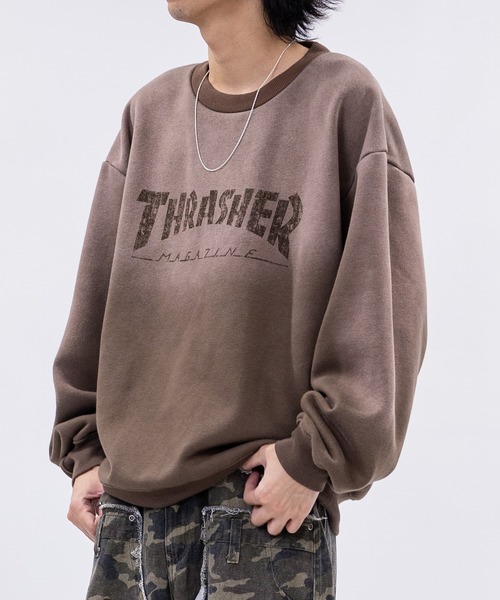 THRASHER(スラッシャー)の「【at】〔THRASHER/スラッシャー〕裏起毛 フェード加工 フロントロゴスウェット(スウェット・メンズ・ピンク/ブラウン/ブラック・LARGE/MEDIUM)」の13枚目の写真