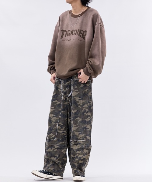 THRASHER(スラッシャー)の「【at】〔THRASHER/スラッシャー〕裏起毛 フェード加工 フロントロゴスウェット(スウェット・メンズ・ピンク/ブラウン/ブラック・LARGE/MEDIUM)」の16枚目の写真
