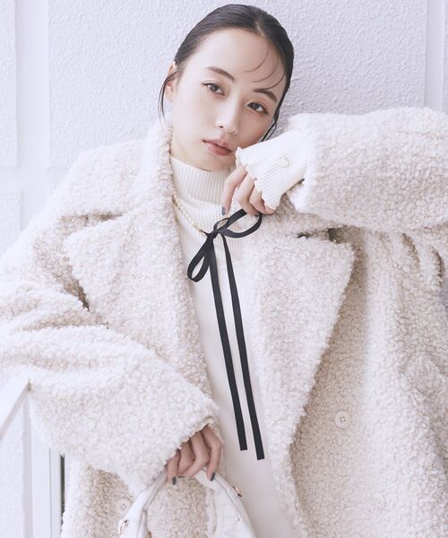 earth music&ecology（アースミュージックアンドエコロジー）の「2WAYパール×リボンネックレス（ネックレス・レディース・ブラック/ライトグレー・FREE）」の12枚目の写真