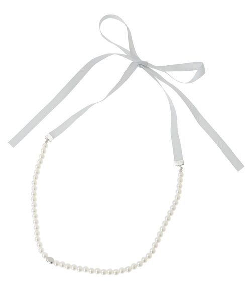 earth music&ecology（アースミュージックアンドエコロジー）の「2WAYパール×リボンネックレス（ネックレス・レディース・ブラック/ライトグレー・FREE）」の22枚目の写真