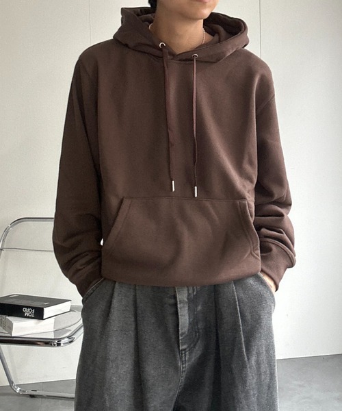 CREARE -LINO-（クレアーレリノ）の「〈ユニセックス商品〉ベーシックスウェットパーカー/フーディー（パーカー・メンズ・ブラウン/レッド/ブラック/杢グレー/ブルー・M/L/XL）」の4枚目の写真