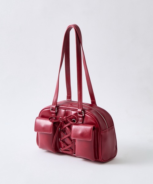 OLIVE des OLIVE（オリーブデオリーブ）の「レースアップボストンバッグ（ボストンバッグ・レディース・ブラウン/レッド/オフホワイト・FREE）」の3枚目の写真