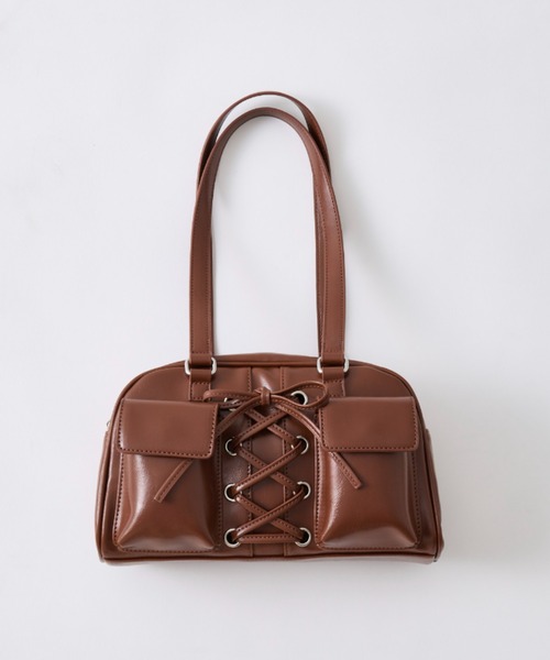 OLIVE des OLIVE（オリーブデオリーブ）の「レースアップボストンバッグ（ボストンバッグ・レディース・ブラウン/レッド/オフホワイト・FREE）」の9枚目の写真