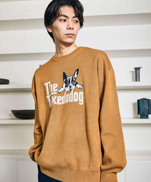 LAKOLE（ラコレ）の「アニマルモールジャガードニットプルオーバー / 587125（ニット/セーター・メンズ・アイボリー/ブラウン/グレー/イエロー/ネイビー/ブラック/ブルー・LARGE/X-LARGE/MEDIUM）」の7枚目の写真