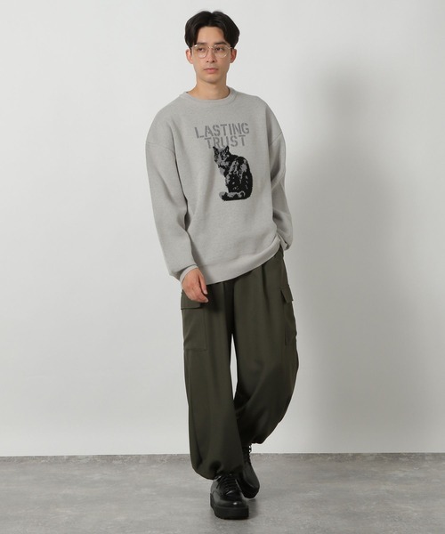 LAKOLE（ラコレ）の「アニマルモールジャガードニットプルオーバー / 587125（ニット/セーター・メンズ・アイボリー/ブラウン/グレー/イエロー/ネイビー/ブラック/ブルー・LARGE/X-LARGE/MEDIUM）」の8枚目の写真