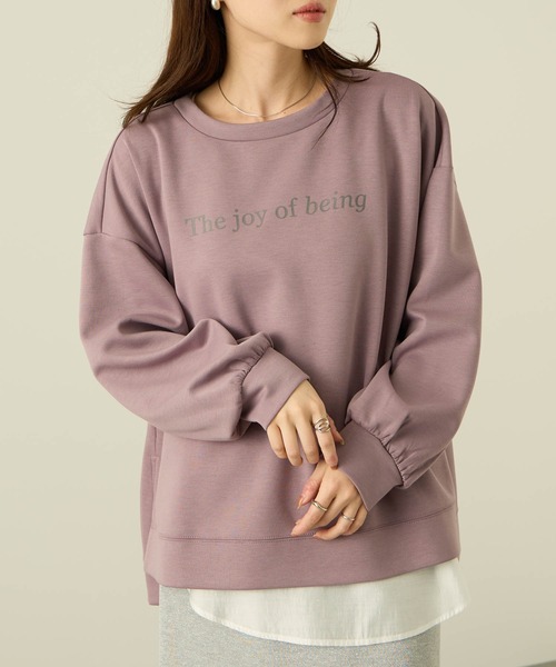 NAVY（ネイビー）の「nAvy ダンボールニット ロゴプリントプルオーバー【毛玉になりにくい UVカット 洗える(ネット使用)】（Tシャツ/カットソー・レディース・ライトグレー/チャコールグレー/ピンク・L/M）」の3枚目の写真
