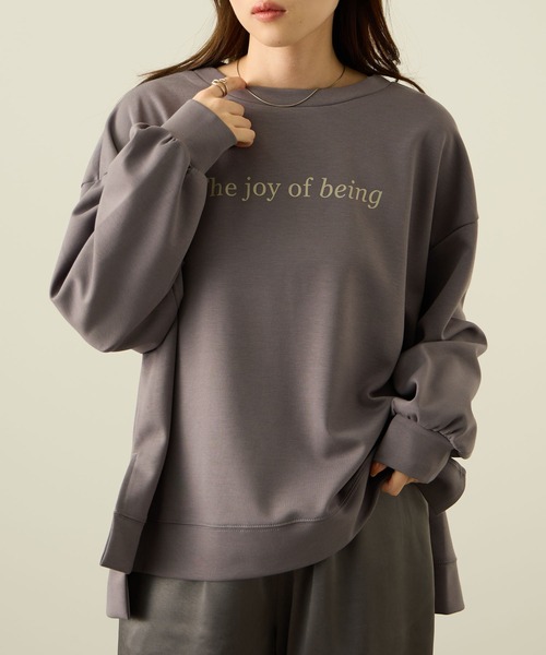 NAVY（ネイビー）の「nAvy ダンボールニット ロゴプリントプルオーバー【毛玉になりにくい UVカット 洗える(ネット使用)】（Tシャツ/カットソー・レディース・ライトグレー/チャコールグレー/ピンク・L/M）」の2枚目の写真