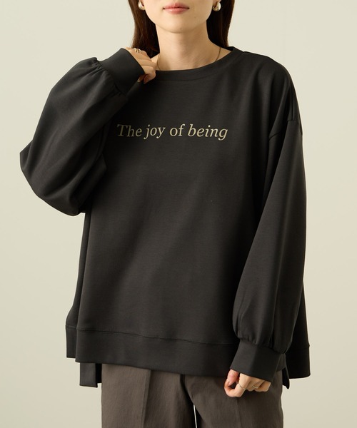 NAVY（ネイビー）の「nAvy ダンボールニット ロゴプリントプルオーバー【毛玉になりにくい UVカット 洗える(ネット使用)】（Tシャツ/カットソー・レディース・ライトグレー/チャコールグレー/ピンク・L/M）」の4枚目の写真
