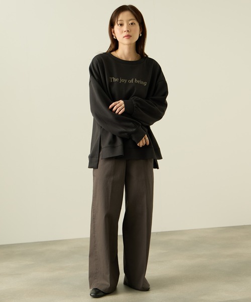 NAVY（ネイビー）の「nAvy ダンボールニット ロゴプリントプルオーバー【毛玉になりにくい UVカット 洗える(ネット使用)】（Tシャツ/カットソー・レディース・ライトグレー/チャコールグレー/ピンク・L/M）」の6枚目の写真
