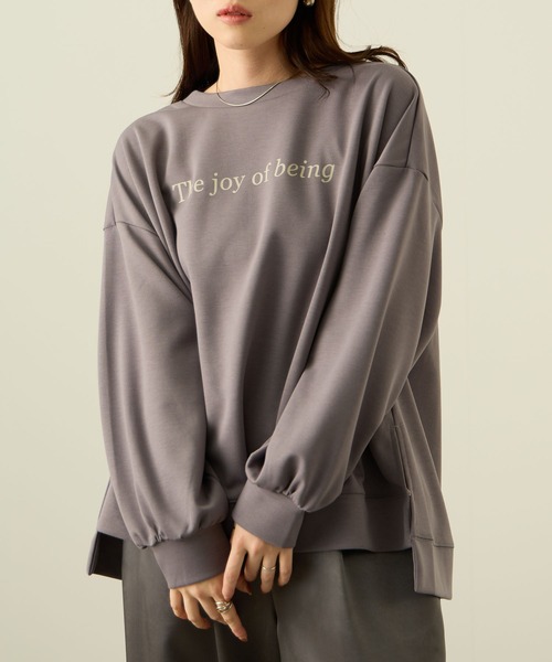 NAVY（ネイビー）の「nAvy ダンボールニット ロゴプリントプルオーバー【毛玉になりにくい UVカット 洗える(ネット使用)】（Tシャツ/カットソー・レディース・ライトグレー/チャコールグレー/ピンク・L/M）」の9枚目の写真