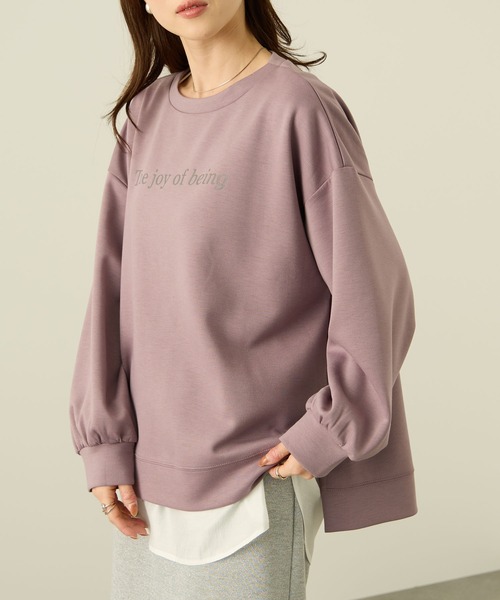 NAVY（ネイビー）の「nAvy ダンボールニット ロゴプリントプルオーバー【毛玉になりにくい UVカット 洗える(ネット使用)】（Tシャツ/カットソー・レディース・ライトグレー/チャコールグレー/ピンク・L/M）」の13枚目の写真