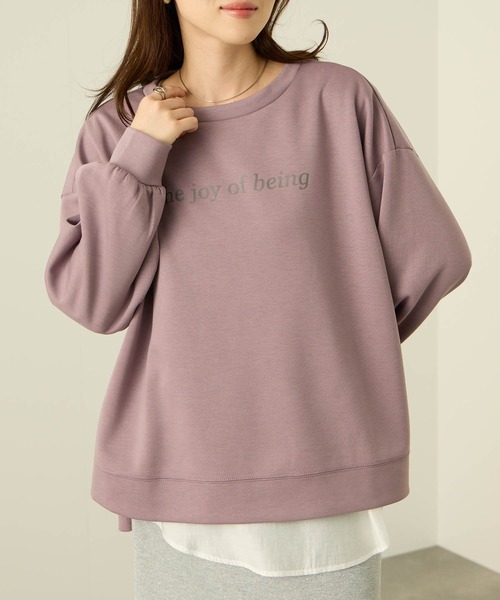 NAVY（ネイビー）の「nAvy ダンボールニット ロゴプリントプルオーバー【毛玉になりにくい UVカット 洗える(ネット使用)】（Tシャツ/カットソー・レディース・ライトグレー/チャコールグレー/ピンク・L/M）」の14枚目の写真