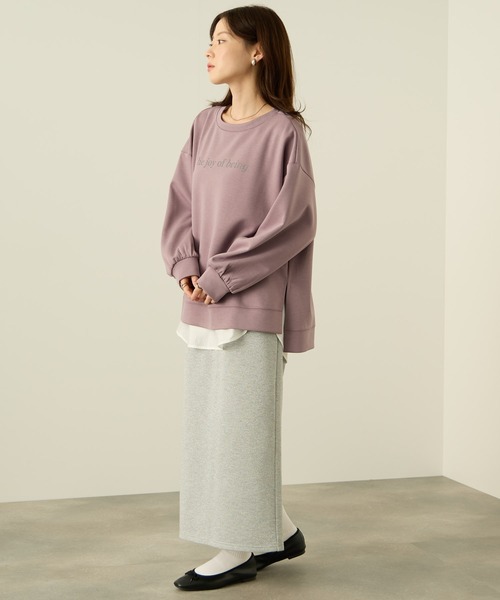 NAVY（ネイビー）の「nAvy ダンボールニット ロゴプリントプルオーバー【毛玉になりにくい UVカット 洗える(ネット使用)】（Tシャツ/カットソー・レディース・ライトグレー/チャコールグレー/ピンク・L/M）」の15枚目の写真