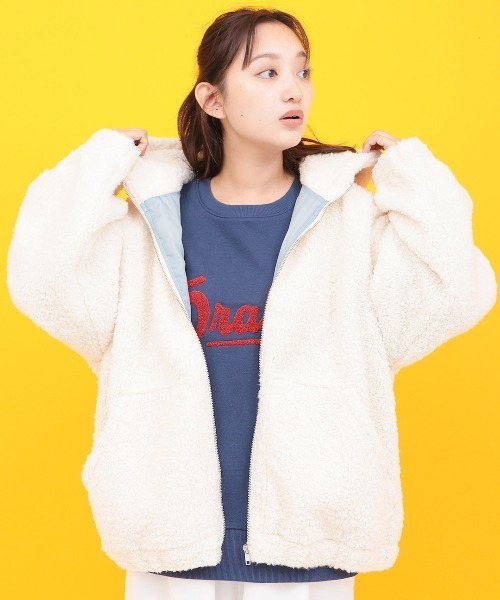 チチカカ（チチカカ）の「Orale! フード付きミックスボアブルゾン（ブルゾン・レディース・ブラック/アイボリー・FREE）」の5枚目の写真