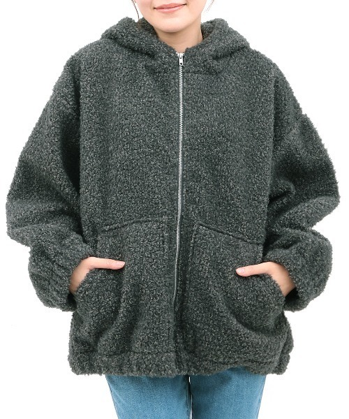 チチカカ（チチカカ）の「Orale! フード付きミックスボアブルゾン（ブルゾン・レディース・ブラック/アイボリー・FREE）」の6枚目の写真