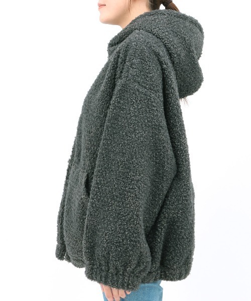 チチカカ（チチカカ）の「Orale! フード付きミックスボアブルゾン（ブルゾン・レディース・ブラック/アイボリー・FREE）」の8枚目の写真