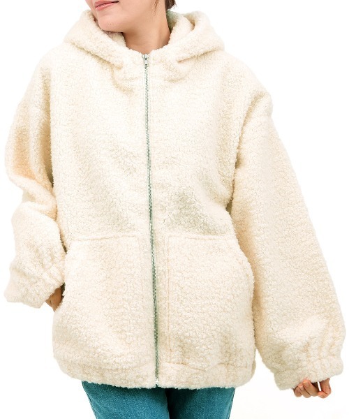 チチカカ（チチカカ）の「Orale! フード付きミックスボアブルゾン（ブルゾン・レディース・ブラック/アイボリー・FREE）」の7枚目の写真