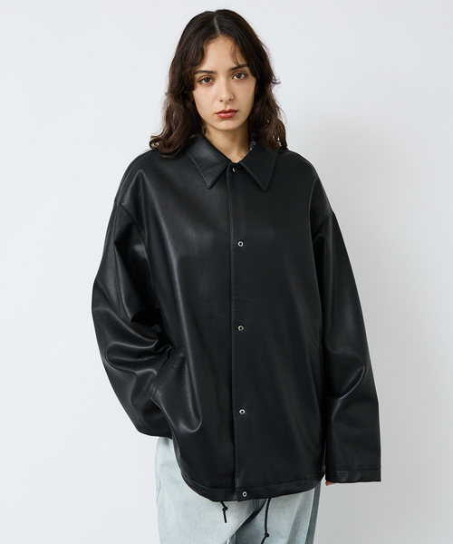 FORTUNA HOMME（フォルトゥナオム）の「【FORTUNA/フォルトゥナ】ECOラムレザーコーチジャケット/コーチジャケット/ユニセックス【WEB限定】（ブルゾン・メンズ・ブラック・M/L）」の21枚目の写真