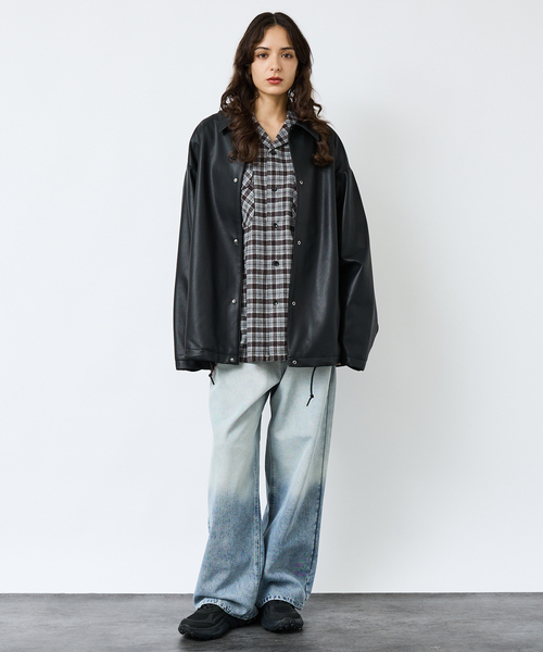 FORTUNA HOMME（フォルトゥナオム）の「【FORTUNA/フォルトゥナ】ECOラムレザーコーチジャケット/コーチジャケット/ユニセックス【WEB限定】（ブルゾン・メンズ・ブラック・M/L）」の20枚目の写真