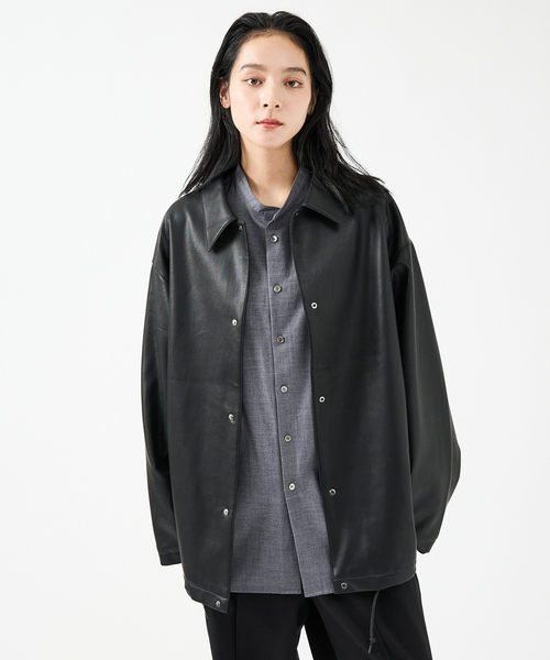 FORTUNA HOMME（フォルトゥナオム）の「【FORTUNA/フォルトゥナ】ECOラムレザーコーチジャケット/コーチジャケット/ユニセックス【WEB限定】（ブルゾン・メンズ・ブラック・M/L）」の17枚目の写真